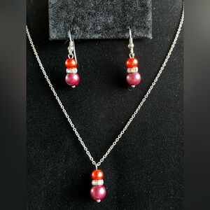 3 piece set -pendant necklace and dangling earrings